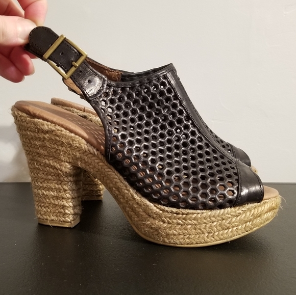 ERIC MICHAEL RETRO ESPADRILLES SPAIN GEOMETRIC CUT OUT PLATFORMS SEXY DISCO VTG - Picture 7 of 8